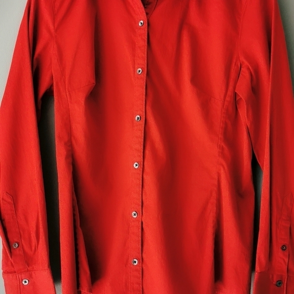 𝅺BANANA Republic Solid Red Fitted Shirt Button Down - Picture 6 of 7